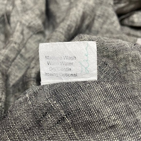Flax Grey 100% Linen Collared Button Up Shirt Top Blouse Small - Picture 7 of 9